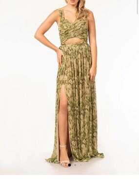 georgina one-shoulder crepe gown dress the population Dress the Population Georgina Gown - BLUE